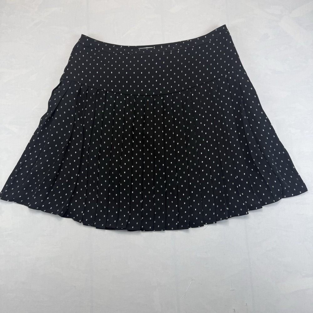 Halogen Black White Print Pleated Skirt 14 Nordstrom A-Line Polka Dot Mini